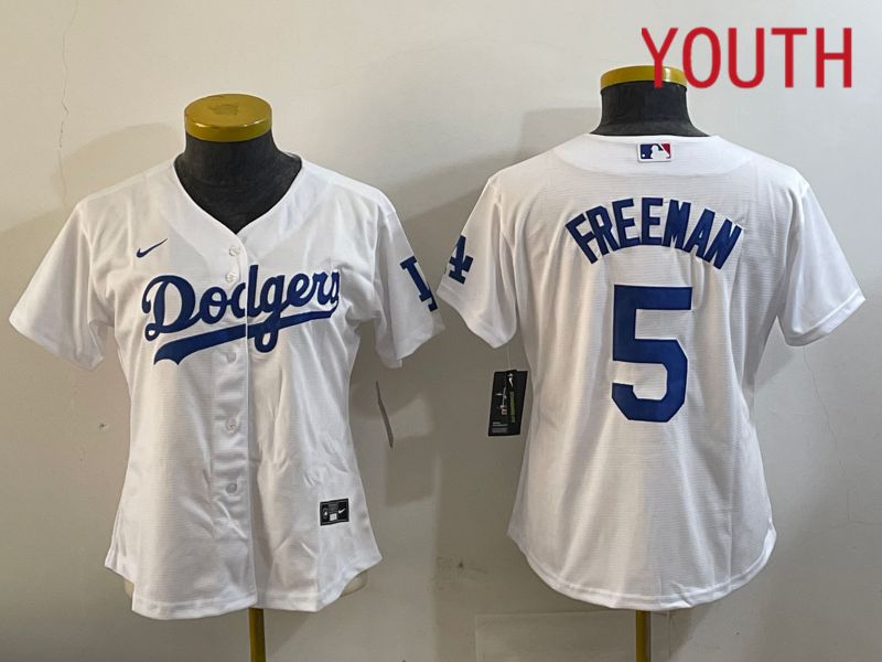 Youth Los Angeles Dodgers #5 Freeman White Game 2024 Nike MLB Jersey style 1120->youth mlb jersey->Youth Jersey